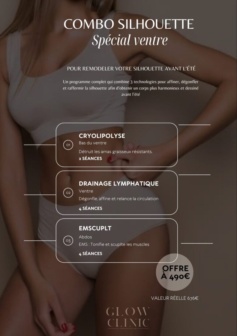 Combos silhouette à Roubaix : ventre plat et bas du corps remodelé chez Glow Clinic